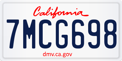 CA license plate 7MCG698