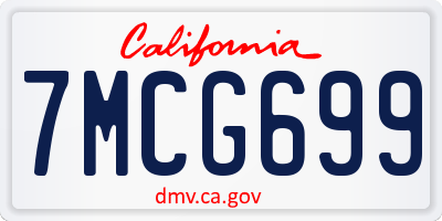 CA license plate 7MCG699