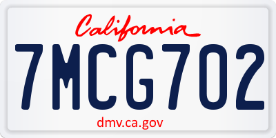 CA license plate 7MCG702