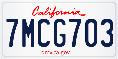 CA license plate 7MCG703