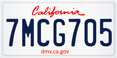 CA license plate 7MCG705