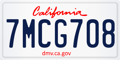 CA license plate 7MCG708
