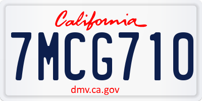 CA license plate 7MCG710