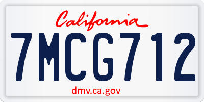CA license plate 7MCG712