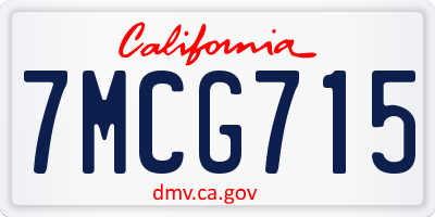 CA license plate 7MCG715