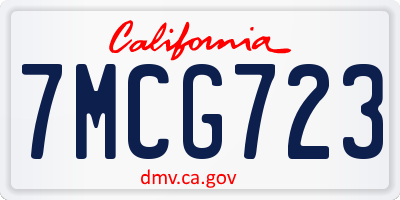 CA license plate 7MCG723