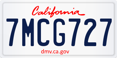 CA license plate 7MCG727