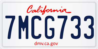 CA license plate 7MCG733