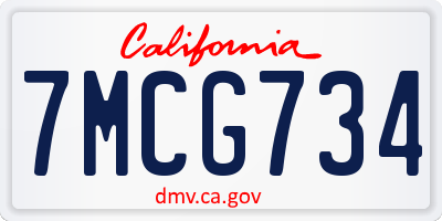 CA license plate 7MCG734