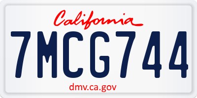 CA license plate 7MCG744