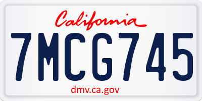 CA license plate 7MCG745