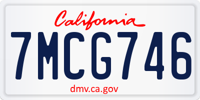 CA license plate 7MCG746