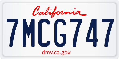 CA license plate 7MCG747