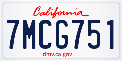 CA license plate 7MCG751