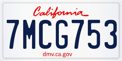 CA license plate 7MCG753