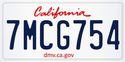 CA license plate 7MCG754