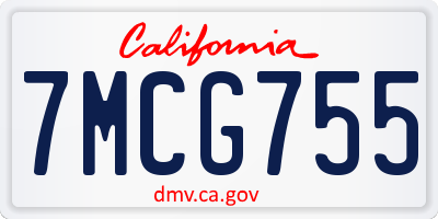 CA license plate 7MCG755