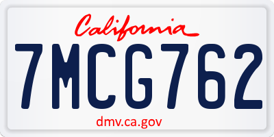 CA license plate 7MCG762