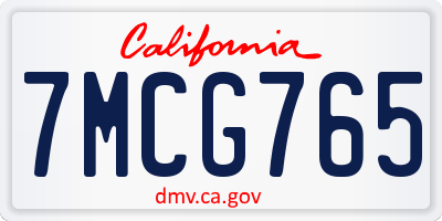 CA license plate 7MCG765