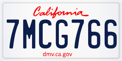 CA license plate 7MCG766