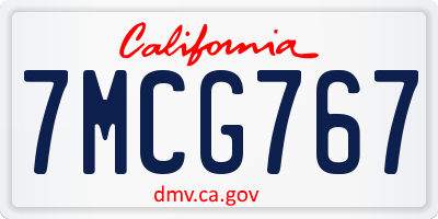 CA license plate 7MCG767