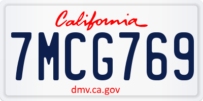 CA license plate 7MCG769