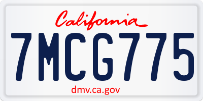 CA license plate 7MCG775