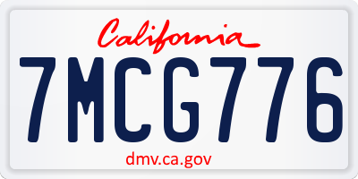 CA license plate 7MCG776