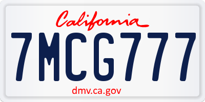 CA license plate 7MCG777
