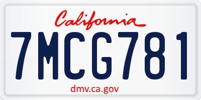 CA license plate 7MCG781