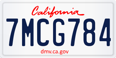 CA license plate 7MCG784