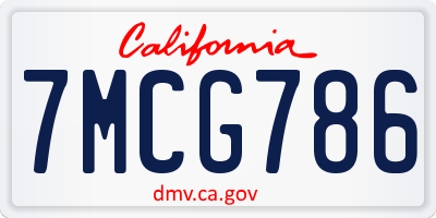 CA license plate 7MCG786