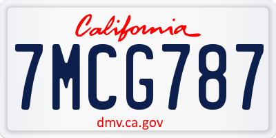CA license plate 7MCG787