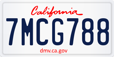 CA license plate 7MCG788
