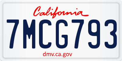 CA license plate 7MCG793