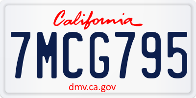 CA license plate 7MCG795