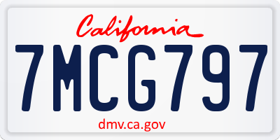 CA license plate 7MCG797