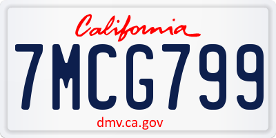 CA license plate 7MCG799