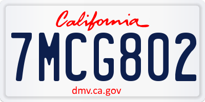 CA license plate 7MCG802
