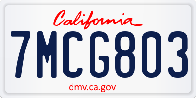 CA license plate 7MCG803