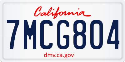 CA license plate 7MCG804