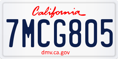CA license plate 7MCG805