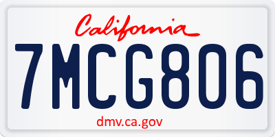 CA license plate 7MCG806