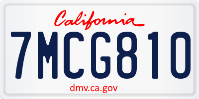 CA license plate 7MCG810