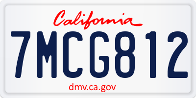 CA license plate 7MCG812