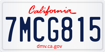 CA license plate 7MCG815