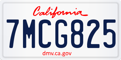 CA license plate 7MCG825