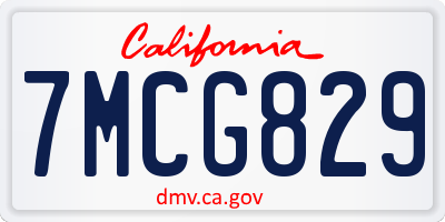 CA license plate 7MCG829