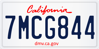 CA license plate 7MCG844