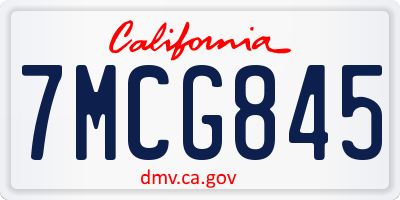 CA license plate 7MCG845